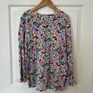 Lands' End Floral Knit Top with Pink and Green